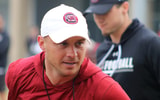 South Carolina receivers coach Justin Stepp works a drill during spring practice
