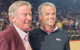 Former South Carolina football coach Steve Spurrier with current headman Shane Beamer. Photo: Mike Uva / GamecockCentral.com