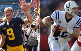 Michigan quarterback J.J. McCarthy and former Colts quarterback Andrew Luck