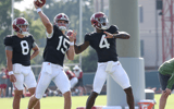 Alabama QBs Tyler Buchner, Ty Simpson and Jalen Milroe
