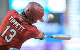 South Carolina shortstop Will Tippett swings a bat in a game against North Carolina