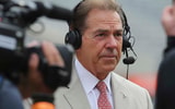 Nick Saban does a pregame interview in 2021