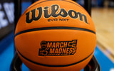 March Madness logo on a basketball in 2024
