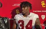 USC defensive end Braylan Shelby speaks to the media following a practice with the Trojans