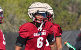 South Carolina Freshman EDGE Dylan Stewart is pictured during a 2024 spring practice (Photo Credit: Joe Macheca | GamecockCentral.com)