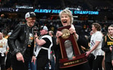 Iowa Head Coach Lisa Bluder celebrates advancing to the Final Four. (Photo by Dennis Scheidt)