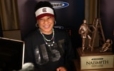 Dawn Staley of South Carolina poses for a photo after receiving the the award for the Naismith Women’s College Coach of the Year at the Cleveland Browns Stadium Key Bank Club. Mandatory Credit: Ken Blaze-USA TODAY Sports