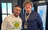 2026 OL Ben Nichols (right) and Notre Dame coach Marcus Freeman (left) during Nichols' third time in South Bend on April 6, 2024 - Ben Nichols, photo provided