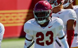 USC defensive back Tre'Quon Fegans participates in a spring ball practice with the Trojans