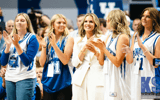 The family of Kentucky head coach Mark Pope reacts to the crowd's ovation at his introductory press conference - Aaron Perkins, Kentucky Sports Radio