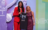 WNBA Draft: Kamilla Cardoso poses with WNBA commissioner Cathy Engelbert