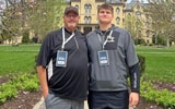 2026 OT Adam Guthrie (right) visited Notre Dame for the first time on  April 18, 2024. (Credit: @AdamGuthrie21)