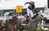 May 18, 2024; Baltimore, Maryland, USA; Seize The Grey and jockey Jaime Torres win the 149th running of The Preakness Stakes at Pimlico Race Course. (Mitch Stringer-USA TODAY Sports)