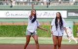 Chicago Sky rookies Angel Reese and Kamilla Cardoso at a Cubs game