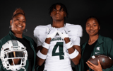 2025 Texas WR Charles Taplin with his mother and sister during Michigan State official visit (photo via social media)