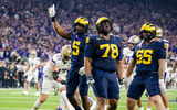 Michigan Wolverines football defensive linemen Josaiah Stewart, Kenneth Grant and Mason Graham are projected starters in 2024. (Photo by TheWolverine.com)