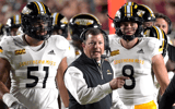 Sep 9, 2023; Tallahassee, Florida, USA; Southern Miss Golden Eagles head coach Will Hall speaks to his team during a timeout in the first half against the Florida State Seminoles at Doak S. Campbell Stadium. (Melina Myers-USA TODAY Sports)