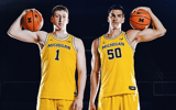 Michigan Wolverines basketball big men Danny Wolf (Yale) and Vladislav Goldin (Florida Atlantic) both transferred in ahead of the 2024-25 season. (Photo courtesy Michigan basketball)