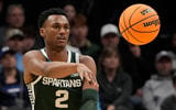 Michigan State Spartans guard Tyson Walker (2) passes the ball against the North Carolina Tar Heels in the second round of the 2024 NCAA Tournament at the Spectrum Center. - Bob Donnan, USA TODAY Sports