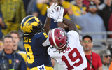 Michigan Wolverines football safety Rod Moore defended a pass beautifully against Alabama in 2023. (Photo by Gary A. Vasquez-USA TODAY Sports)