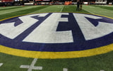 Dec 1, 2018; Atlanta, GA, USA; A general view of the SEC logo prior to the game against the Alabama Crimson Tide and the Georgia Bulldogs during the SEC championship game at Mercedes-Benz Stadium. (Dale Zanine-USA TODAY Sports)