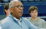 Former Kentucky head coach Tubby Smith addresses Mark Pope's team at practice at Rupp Arena - Still via @KentuckyMBB