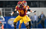 USC Trojans offensive lineman Jonah Monheim (79) in action during the game between the USC Trojans and the Tulane Green Wave in the 2023 Cotton Bowl at AT&T Stadium