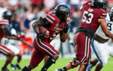 Aug 31, 2024; Columbia, South Carolina, USA; South Carolina Gamecocks running back Raheim Sanders (5) rushes against the Old Dominion Monarchs in the second half at Williams-Brice Stadium. Mandatory Credit: Jeff Blake-USA TODAY Sports