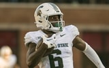 Michigan State Spartans wide receiver Nick Marsh (6) runs for a touchdown after a catch during the second half against the Maryland Terrapins at SECU Stadium. - Tommy Gilligan, USA TODAY Sports