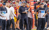 USC defensive coordinator D'Anton Lynn on the sideline during a game between the Trojans and Utah State Aggies
