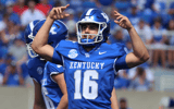 Kentucky kicker Alex Raynor celebrates a made field goal - Dr. Michael Huang, Kentucky Sports Radio