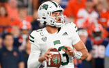 Aug 31, 2024; Syracuse, New York, USA; Ohio Bobcats quarterback Parker Navarro (13) drops back to pass against the Syracuse Orange during the second half at the JMA Wireless Dome. Mandatory Credit: Rich Barnes-Imagn Images