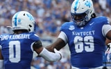 Kentucky running back Demie Sumo-Karngbaye celebrates with offensive lineman Marques Cox - Dr. Michael Huang, Kentucky Sports Radio