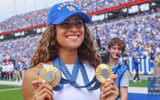 Former Kentucky track star and Olympic gold medalist Sydney McLaughlin-Levrone is honored as part of UK's Hall of Fame Class at Kroger Field - Dr. Michael Huang, Kentucky Sports Radio