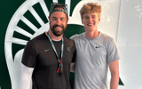 2026 Ohio TE PJ MacFarane with Michigan State tight ends coach Brian Wozniak