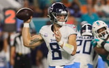 Tennessee Titans quarterback Will Levis (8) throws the football against the Miami Dolphins during the first quarter at Hard Rock Stadium. Mandatory Credit: Sam Navarro-Imagn Images
