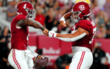 Alabama QB Jalen Milroe and OL Parker Brailsford