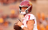 USC Trojans quarterback Miller Moss (7) warms up before the game against the Minnesota Golden Gophers at Huntington Bank Stadium
