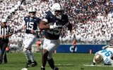 Penn State Nittany Lions running back Quinton Martin Jr (25) runs with the ball during the third quarter against the UCLA Bruins at Beaver Stadium. (Mandatory Credit: Matthew O'Haren-Imagn Images)