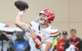 Maryland Terrapins quarterback Billy Edwards Jr. (9) throws a pass against the Indiana Hoosiers during the first half at Memorial Stadium