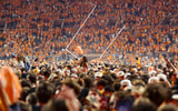 Tennessee fans celebrate beating Alabama. Credit: Randy Sartin-Imagn Images