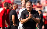 Rutgers Scarlet Knights head coach Greg Schiano looks on during warmups before a game against the Nebraska Cornhuskers at Memorial Stadium