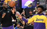 Los Angeles Lakers star LeBron James and son Bronny James
