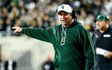Michigan State's head coach Jonathan Smith calls out to a referee in the second quarter in the game against Iowa on Saturday, Oct. 19, 2024, at Spartan Stadium in East Lansing - Nick King, USA TODAY Sports
