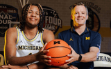 Five-star SG Trey McKenney with Michigan head coach Dusty May (photo credit - Michigan MBB)