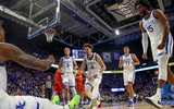 Kentucky's Koby Brea, Ansley Almonor, Collin Chandler, and Kerr Kriisa celebrate a big play by Amari Williams - Dr. Michael Huang, Kentucky Sports Radio