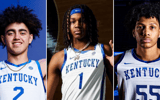 Malachi Moreno (left), Jasper Johnson (middle), and Acaden Lewis - UK Athletics