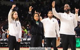 Dawn Staley and the coaching staff, South Carolina women's basketball vs. Coppin State on Nov. 14, 2024 (Katie Dugan | GamecockCentral.com)