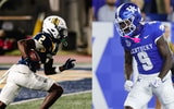 RIGHT: Ja'Mori Maclin celebrating - Dr. Michael Huang, Kentucky Sports Radio   LEFT: J'Kalon Carter via X
