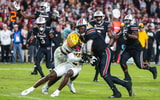 South Carolina running back Rocket Sanders running through Missouri defenders on his way to the end zone for the game-winning touchdown. Photo by: Katie Dugan | GamecockCentral